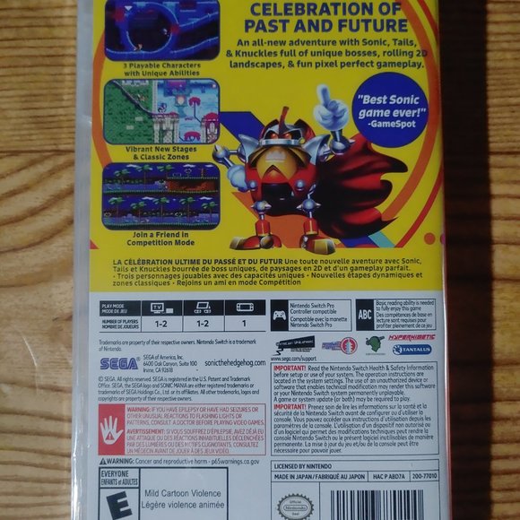 Sonic Mania Nintendo Switch Game (NEW) - Picture 2 of 2